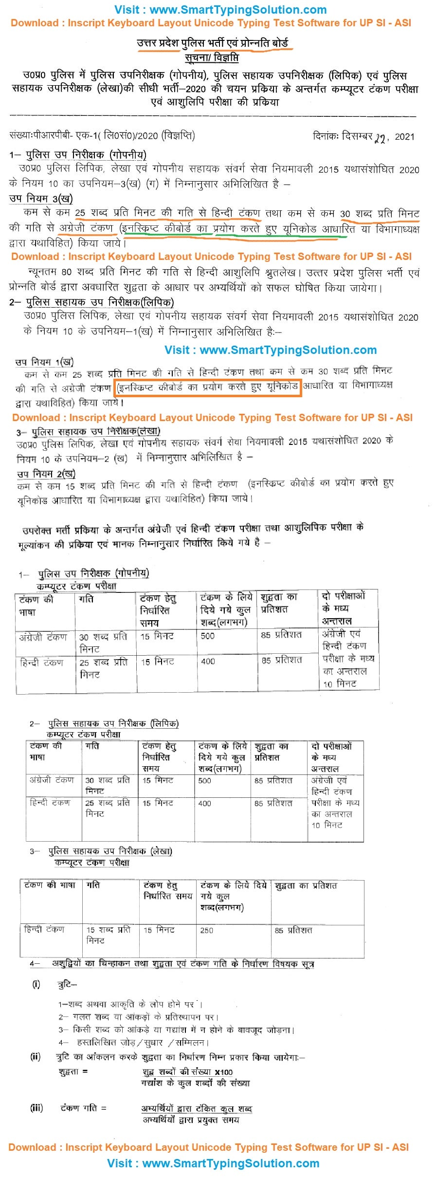 UP Police SI-ASI Recruitment 2020